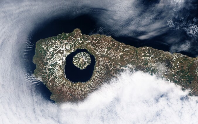 NASA-beeld van Koerilen vanuit de ruimte
