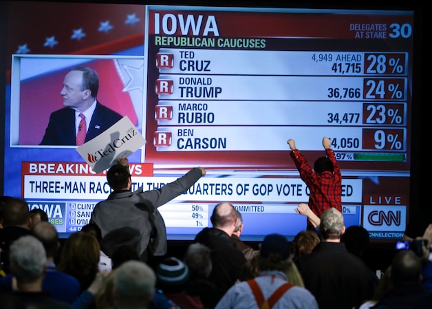 Ted Cruz-supporters zijn blij met de goeie cijfers van hun kandidaat.