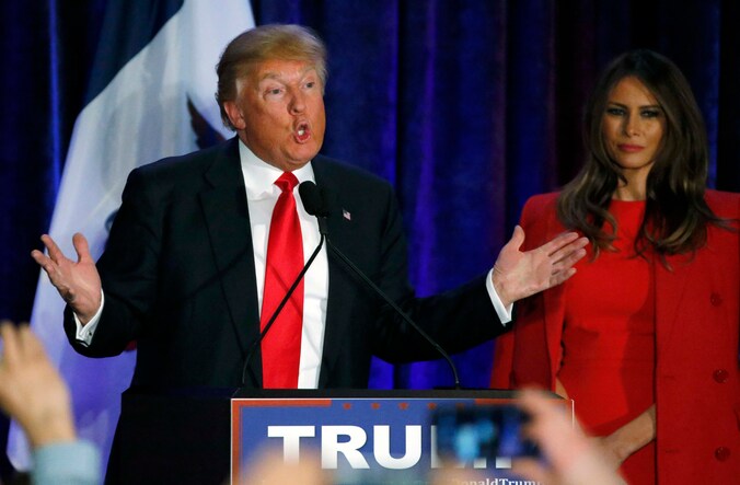 Donald Trump vannacht in Iowa.