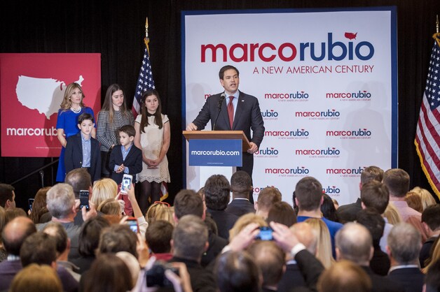 Marco Rubio (23,1%) is volgens analisten de morele overwinnaar bij de Republikeinen.
