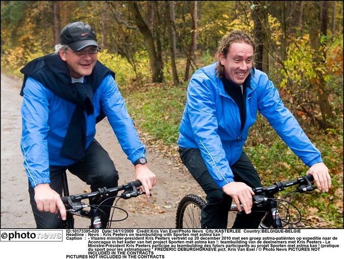 Kris Peeters en Fred Deburghgraeve bij training voor beklimming Aconcagua.