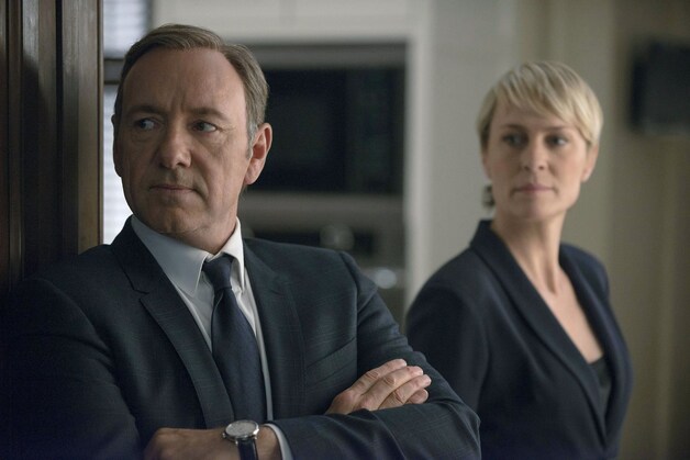 Kevin Spacey en Robin Wright als Frank en Claire Underwood in 'House of Cards'.