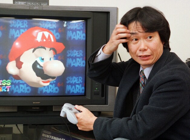 Mario-bedenker Shigeru Miyamoto in 1997