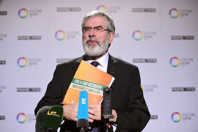 De leider van de partij Sinn Fein Gerry Adams.