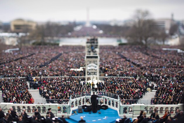 21 januari 2013: Barack Obama geeft zijn inaugurele rede bij de aanvang van zijn tweede ambtstermijn.