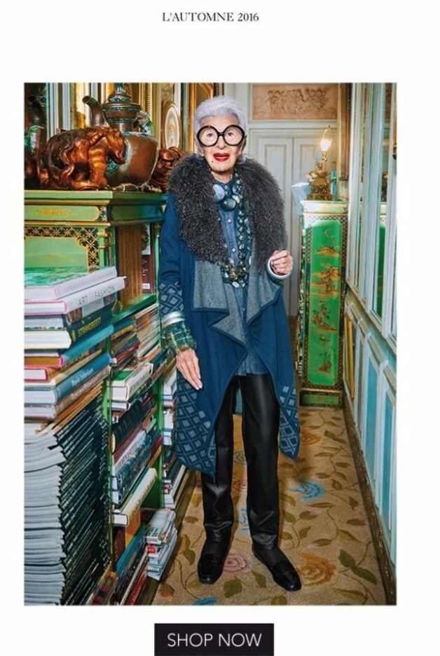 Iris Apfel voor Blue Illusion.