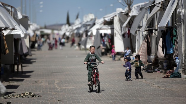 Syrische vluchtelingen in het kamp nabij Kilis.