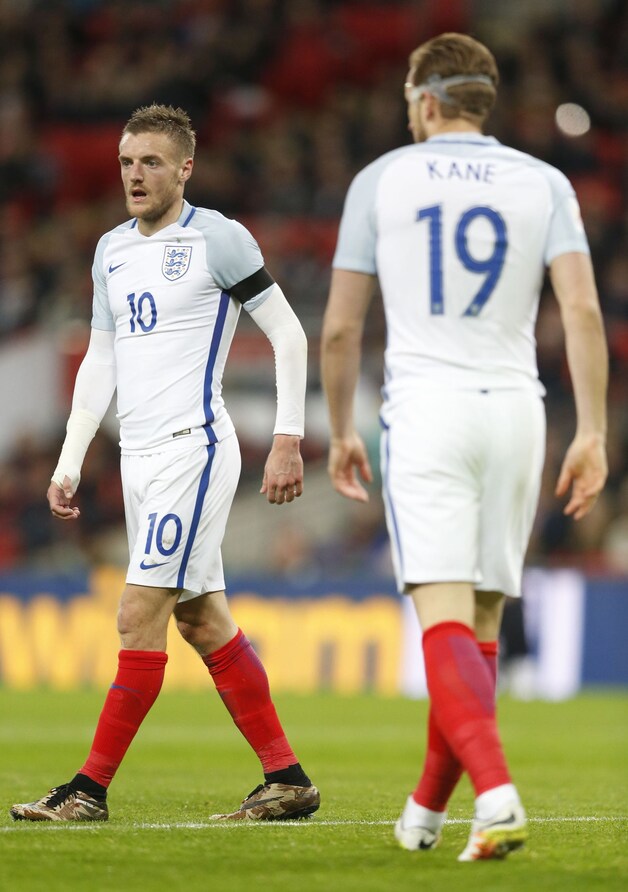 Jamie Vardy en Harry Kane aan het werk bij de Engelse nationale ploeg.