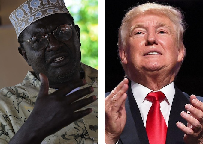 Malik Obama (L) en Donald Trump (R)