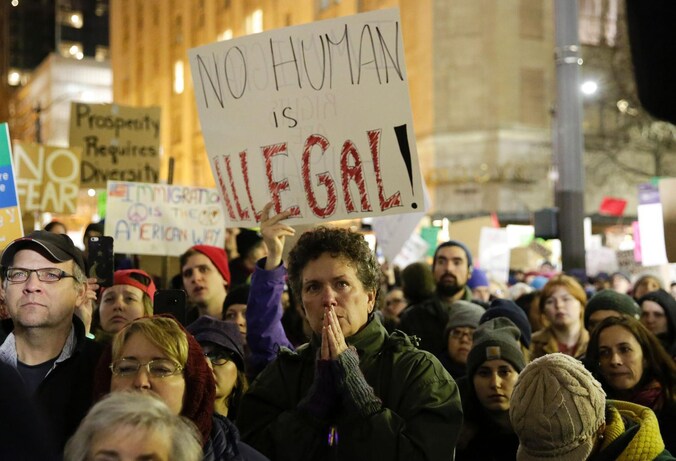 Protesten in Seattle tegen het inreisverbod van Trump.