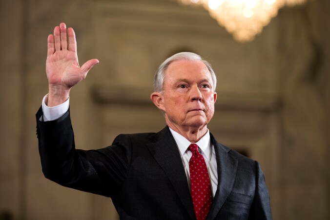 De omstreden nieuwe Justitieminister Jeff Sessions.