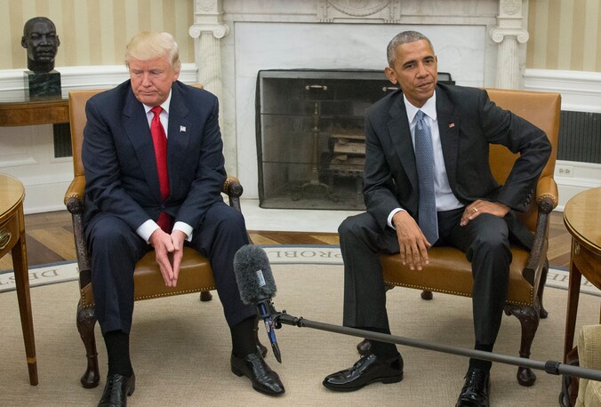 Donald Trump en voormalig president Barack Obama in het Witte Huis.