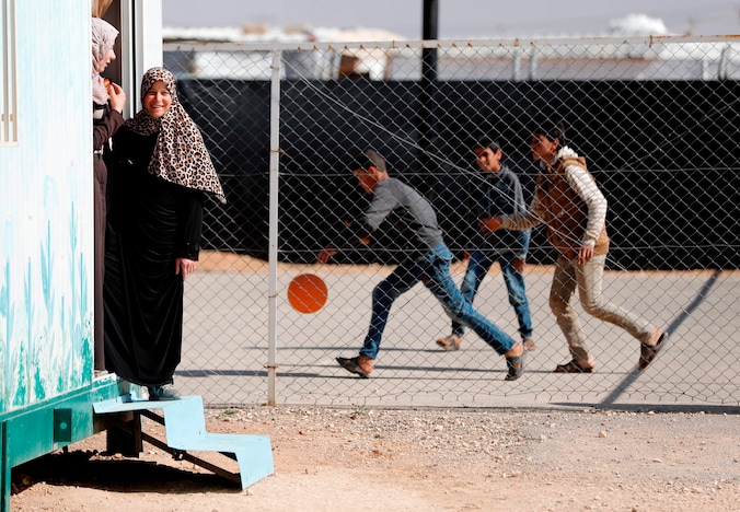 Syrische vluchtelingen in het Zaatari-kamp in Jordanië.