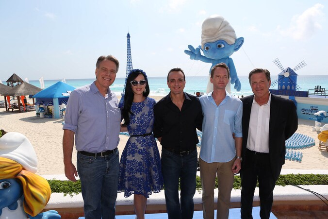 Regisseur Raja Gosnell, Katy Perry, Hank Azaria, Neil Patrick Harris en producer Jordan Kerner