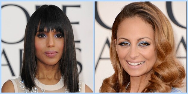 Kerry Washington en Nicole Richie met blauwe oogschaduw.