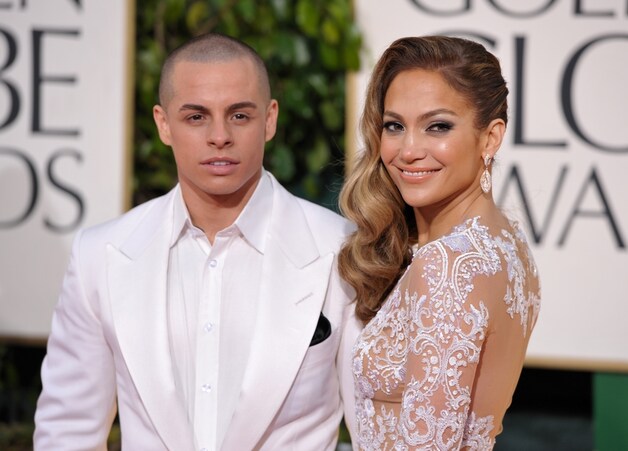 Casper Smart en Jennifer Lopez, met haar retrokrullen.