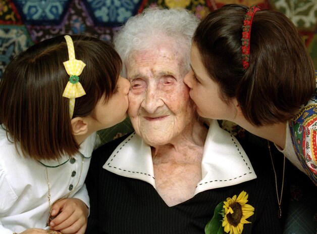 Jeanne Calment in 1995. Ze was toen 120.
