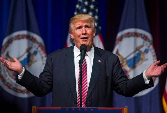 Presidentskandidaat Donald Trump afgelopen zomer tijdens een speech in Virgina.