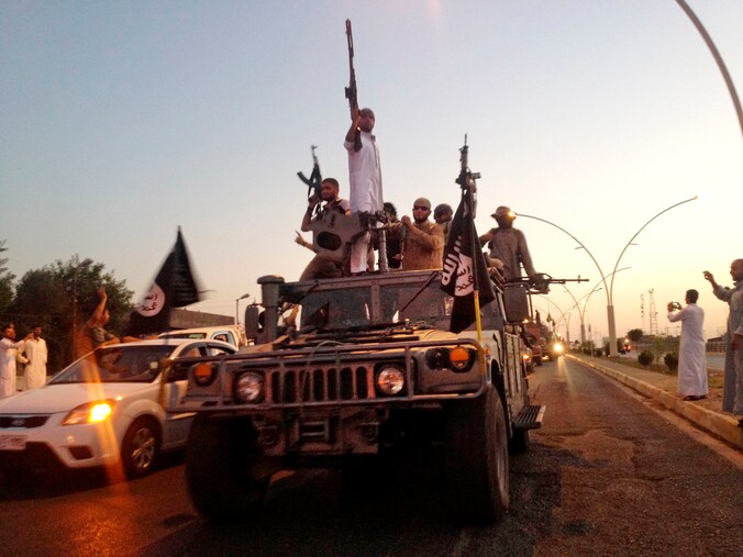 Strijders van IS in Raqqa.