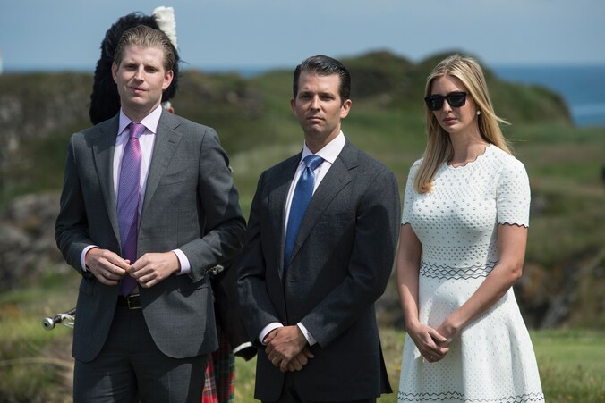 Donald Trumps oudste kinderen Eric, Donald Jr. en Ivanka Trump.