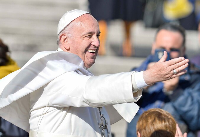 Paus Franciscus op het Sint-Pietersplein in Rome.