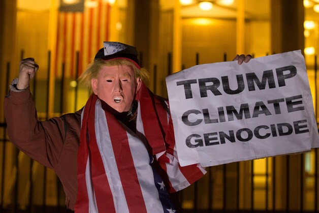 Protest tegen de verkozen president van de VS Donald Trump.