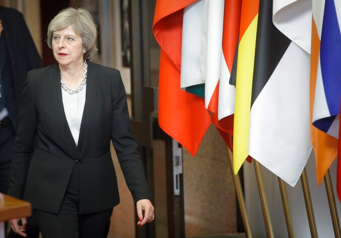 De Britse premier Theresa May in Brussel.