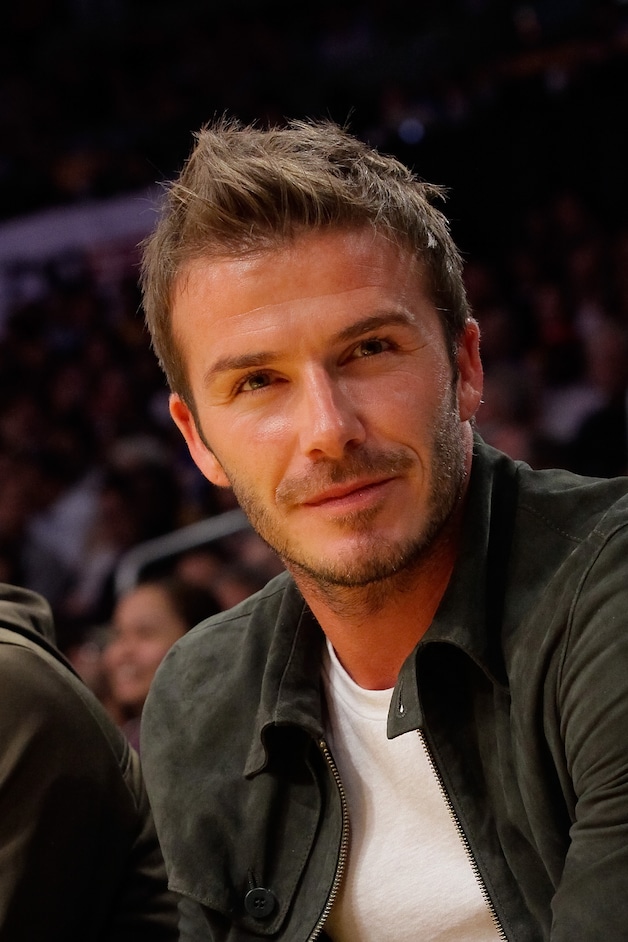 David Beckham met de nummer vijf: puntig bovenaan, kort aan de zijkanten.