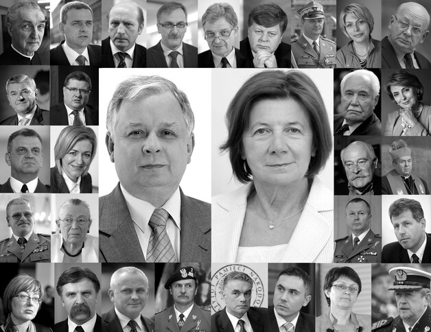De overleden president Lech Kaczynski en zijn echtgenote Maria lieten het leven bij het vliegtuigongeval in Smolensk. De Poolse delegatie telde 85 leden, onder hen heel wat hoogwaardigheidsbekleders.