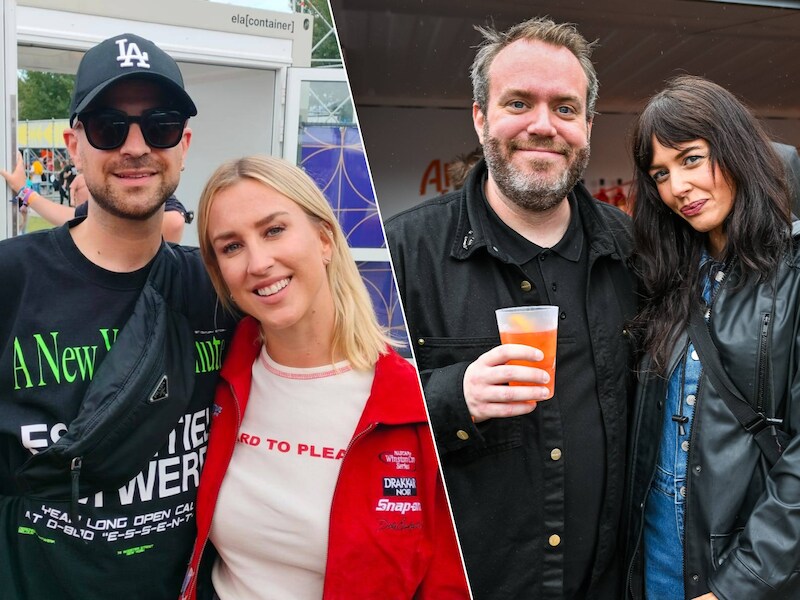 IN BEELD. Kat Kerkhofs zonder Dries en Jens Dendoncker poseert met Britt: BV’s op de wei van Werchter