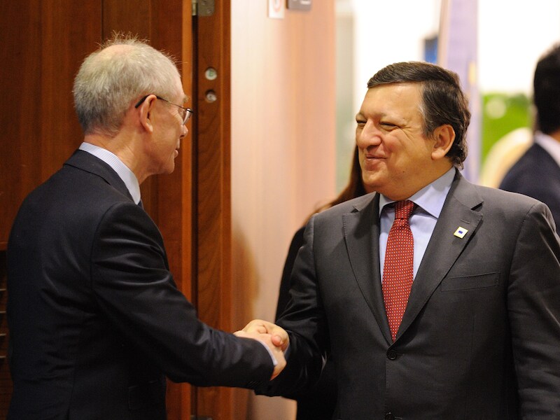 Voorzitter van de Europese Commissie José Manuel Barroso met Herman Van Rompuy.