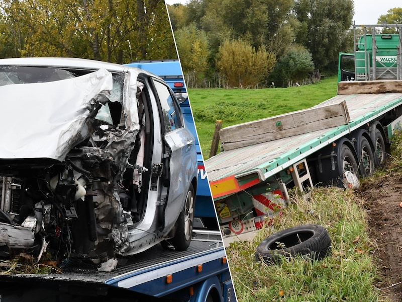 Langs de Frans-Vlaanderenweg in Poperinge botsten een vrachtwagen en een auto. De schade was aanzienlijk.