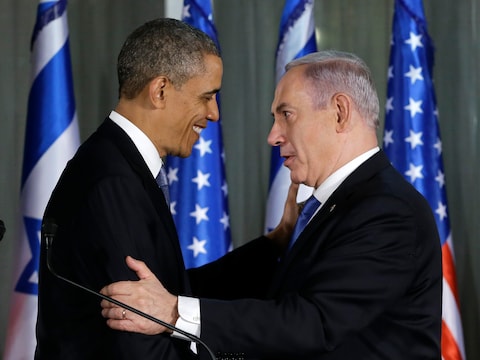 Obama en de Israëlische premier Netanyahu tijdens een gezamenlijke persconferentie in maart 2013 in Jeruzalem.