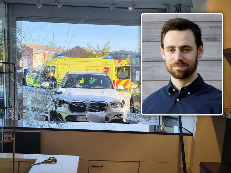 Wagen rijdt in op bakkerij Vervaeck., Inzet: Jari Oorts (30), zaakvoerder van bakkerij Vervaeck