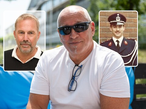 Commissars Ben Bogaerts: “Er lopen in Antwerpen wel wat mensen rond die mij niet zo’n toffe vinden.” Inzetfoto links: filmster Kevin Costner. Inzetfoto rechts: Ben Bogaerts in zijn tijd bij de rijkswacht.