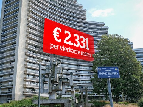 Een appartementsblok in de goedkoopste wijk van Brussel, waar je gemiddeld 2.331 euro betaalt.