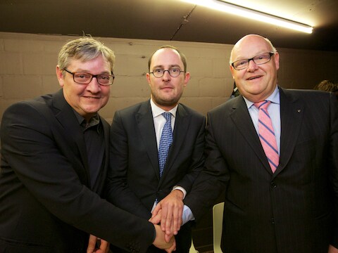 Philippe De Coene, Vincent Van Quickenborne en Rudolf Scherpereel.