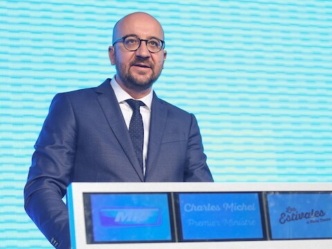 Premier Charles Michel houdt een toespraak in Pairi Daiza.