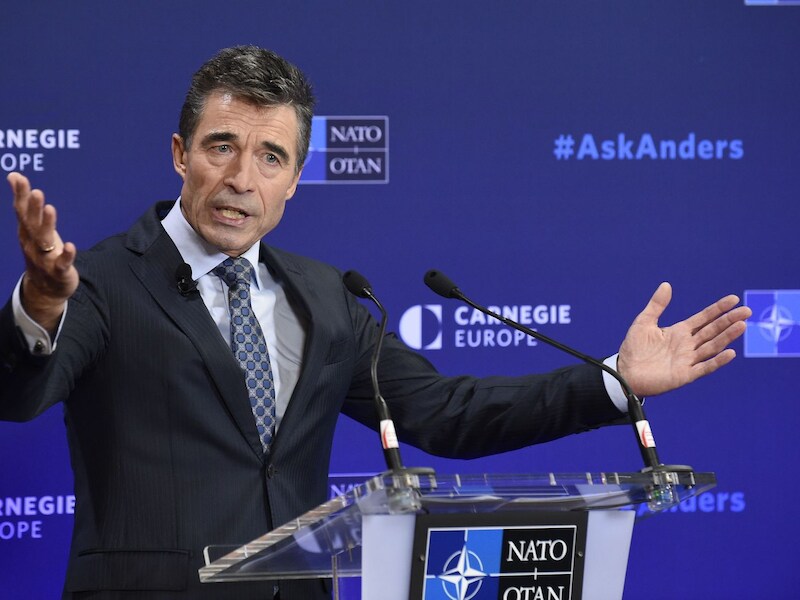 Secretaris-generaal van de NAVO, Anders Fogh Rasmussen in Brussel vorige week.