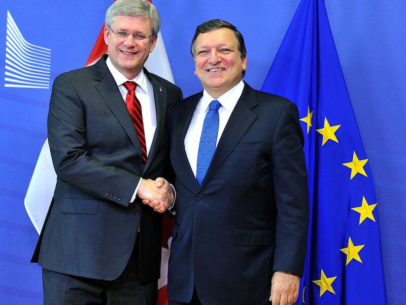 Stephen Harper en José Manuel Barroso.