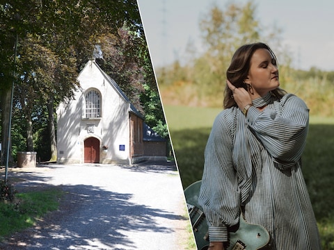 De Kruiskapel in Eksaarde (links) Janne (rechts), de dochter van Philippe Robrecht brengt op Jardin d’Amour ‘Wat Mij Raakt’ een verzameling van nummers die haar door de jaren hebben geïnspireerd.