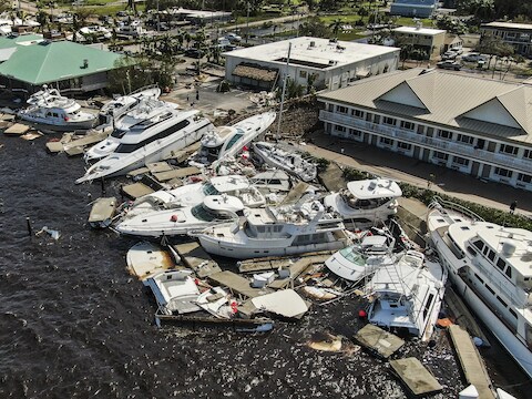 Ravage in Fort Myers na de passage van orkaan Ian.
