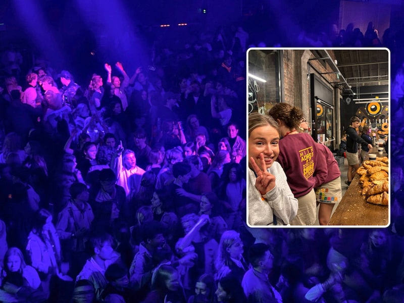 sfeerbeeld Dag van de Jeugdbeweging in zaal Depart in Kortrijk / (inzet: beeld van het gratis ontbijt in jeugdcentrum Tranzit)
