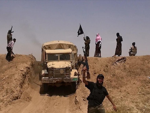 IS-militanten op de grens van de Syrische stad Al-Hassake (archieffoto).