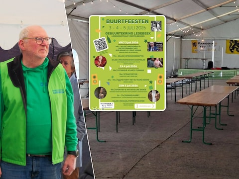 Dany Mus / De stilte voor de storm in de feesttent / (inzet: Affiche buurtfeesten Ledebeek)