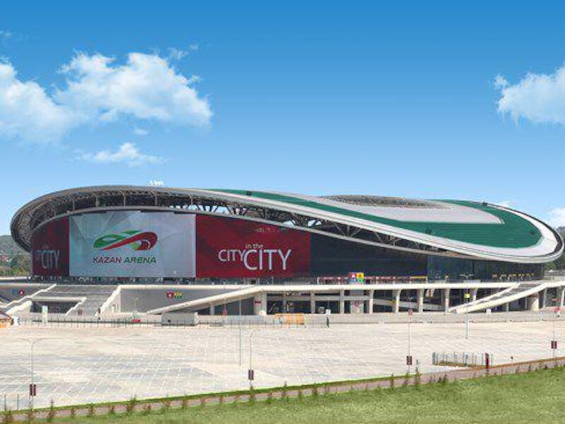 De Kazan Arena, waar het duel gespeeld wordt.