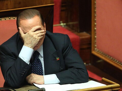 Silvio Berlusconi vandaag in de Italiaanse Senaat in Rome.