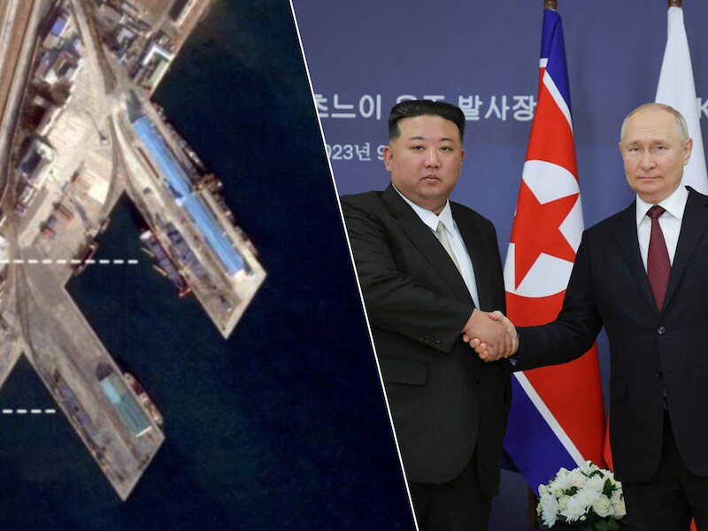 Satellietbeelden van oktober tot december 2023 lijken volgens Bloomberg honderden scheepscontainers te tonen die geladen worden in Najin, een haven in het noordoosten van Noord-korea, om later weer te lossen in de Russische haven Dunai.