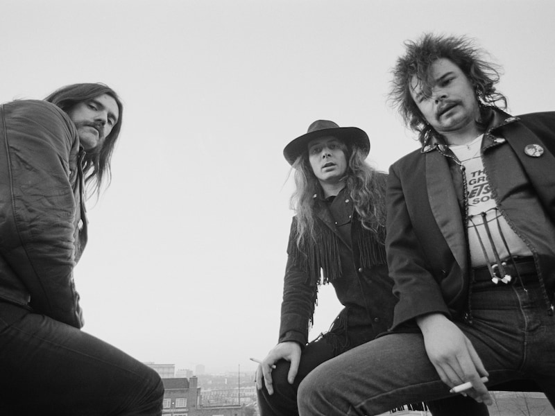 Motörhead in 1980: Lemmy Kilmister, Phil 'Philthy Animal' Taylor en 'Fast' Eddie Clarke.