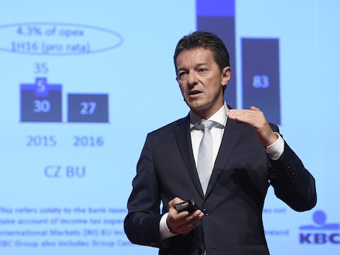 KBC-ceo Johan Thijs in augustus bij de voorstelling van de halfjaarresultaten.